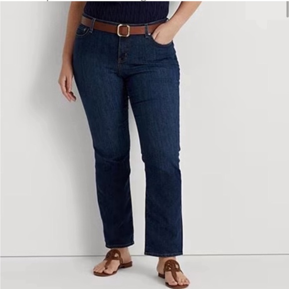 Black Label Lauren Ralph Lauren Women's Straight Leg DarkWash Zipper Fly 20W×30 - Picture 1 of 15